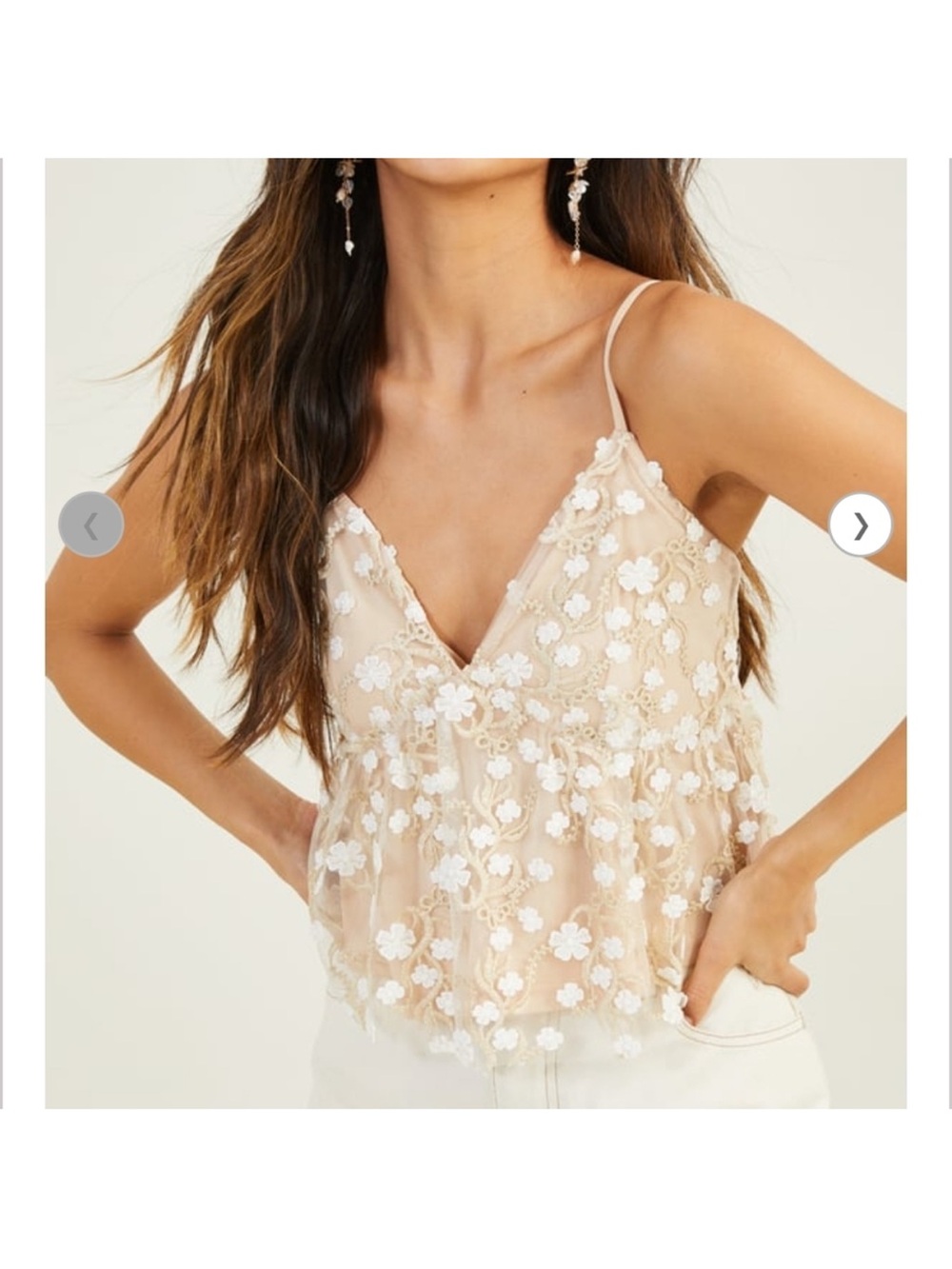 Caledonia Tank Delicate Floral Lace White and Cream